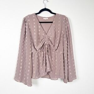 Maurices Women's Swiss Dot‎ Blouse Mauve Sz L